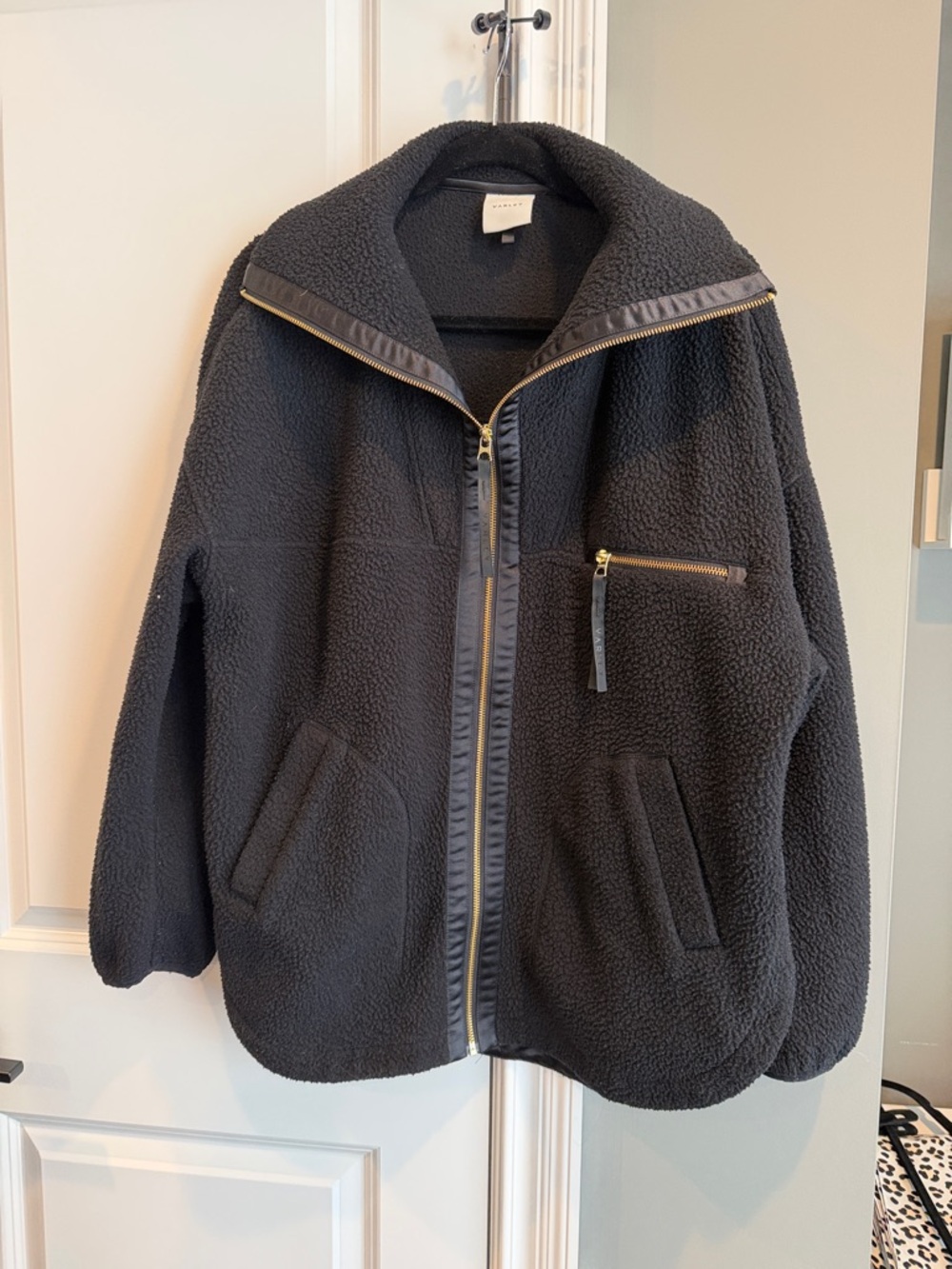 Varley Black Teddy Jacket with Gold Zippers